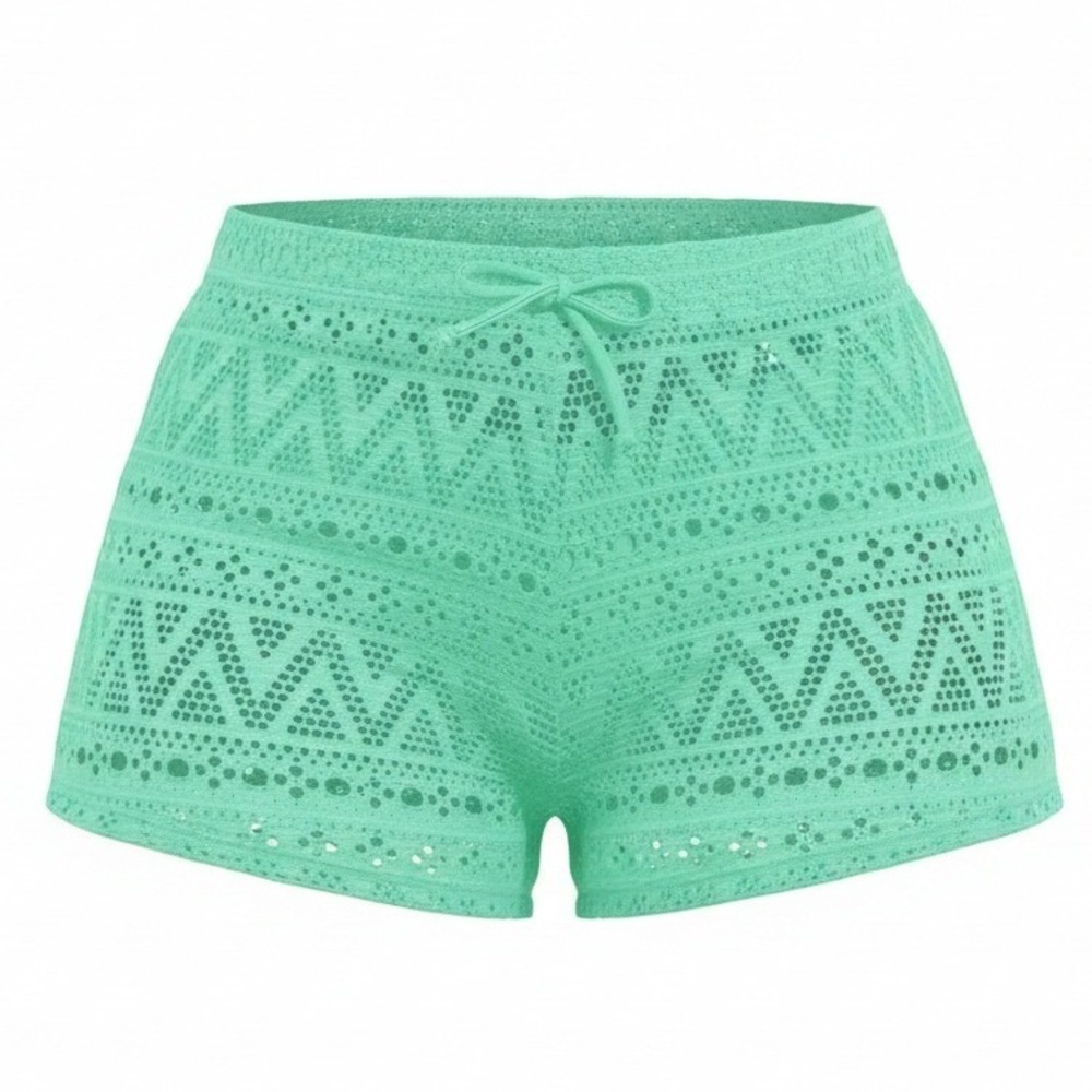 New S Mint Green‎ Crochet Knit Beach Shorts Cover Up Swimsuit Swim Bikini Mini